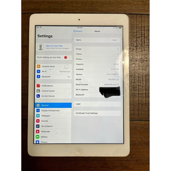 Apple iPad Air 1st Gen 32GB WiFi Tablet Space Gray A1474 Used - Picture 2 of 6